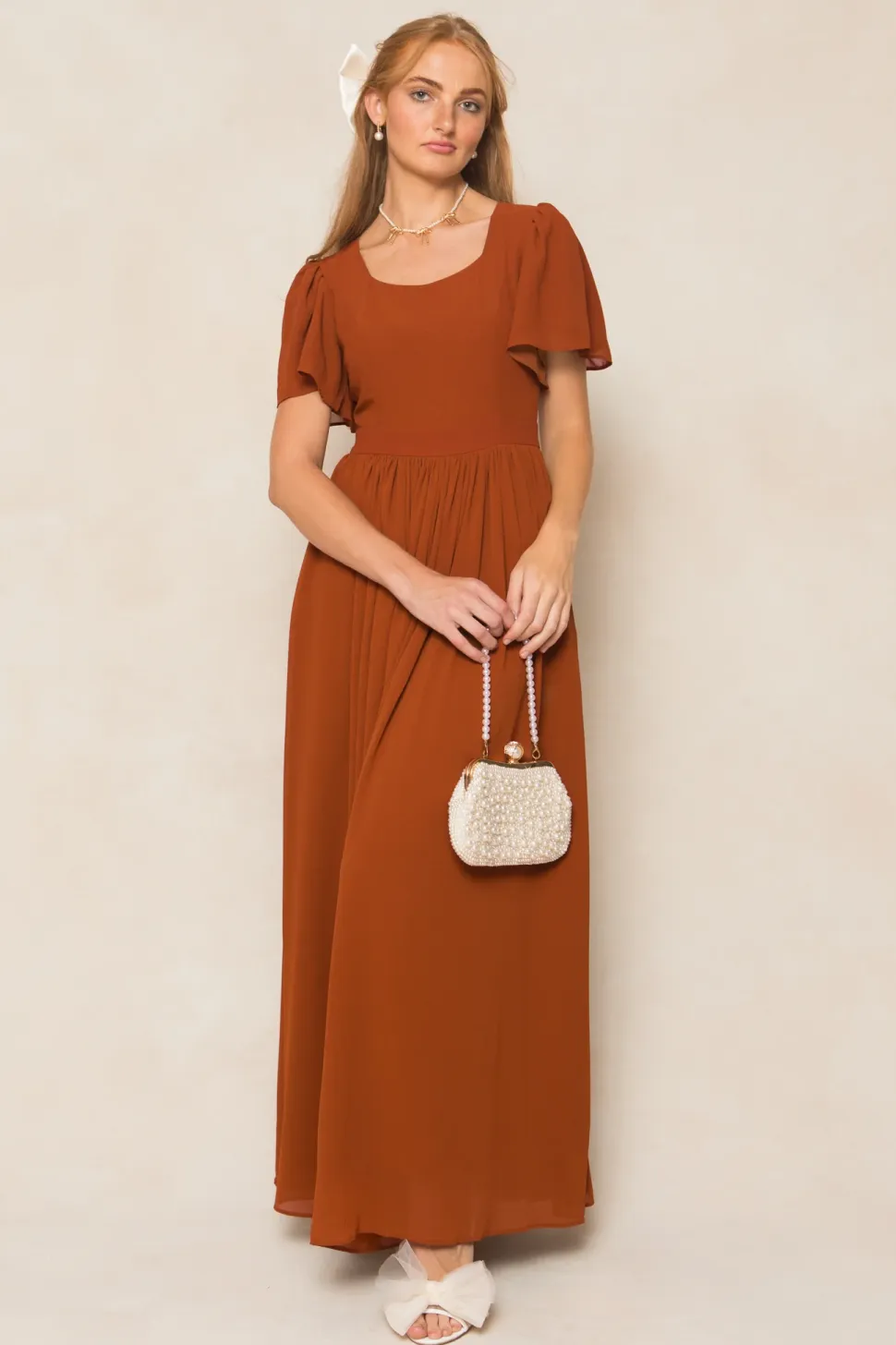 Abbie Dress in Amber Chiffon