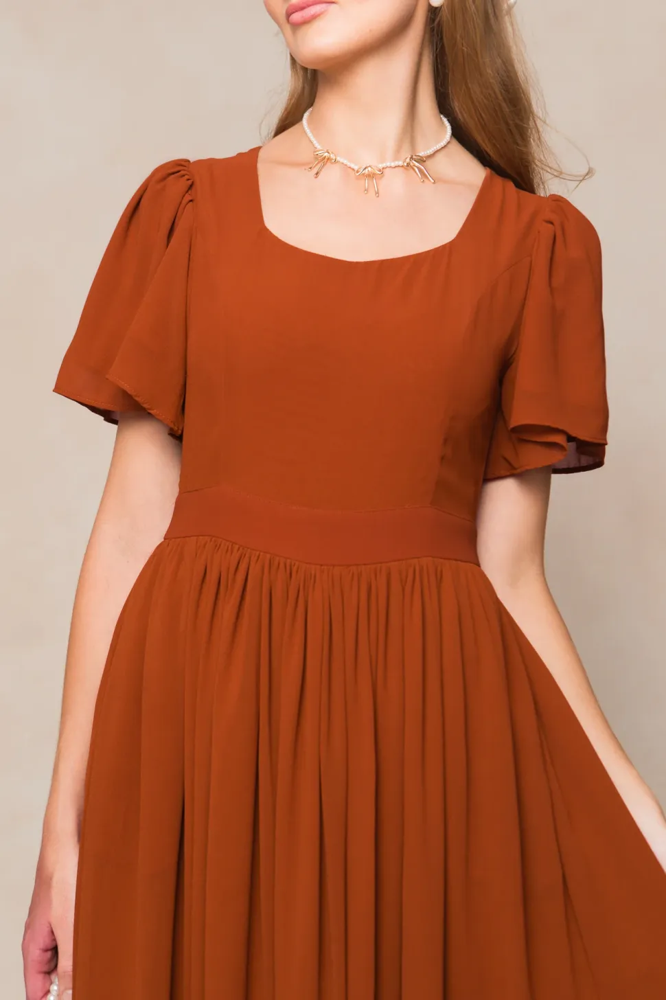 Abbie Dress in Amber Chiffon