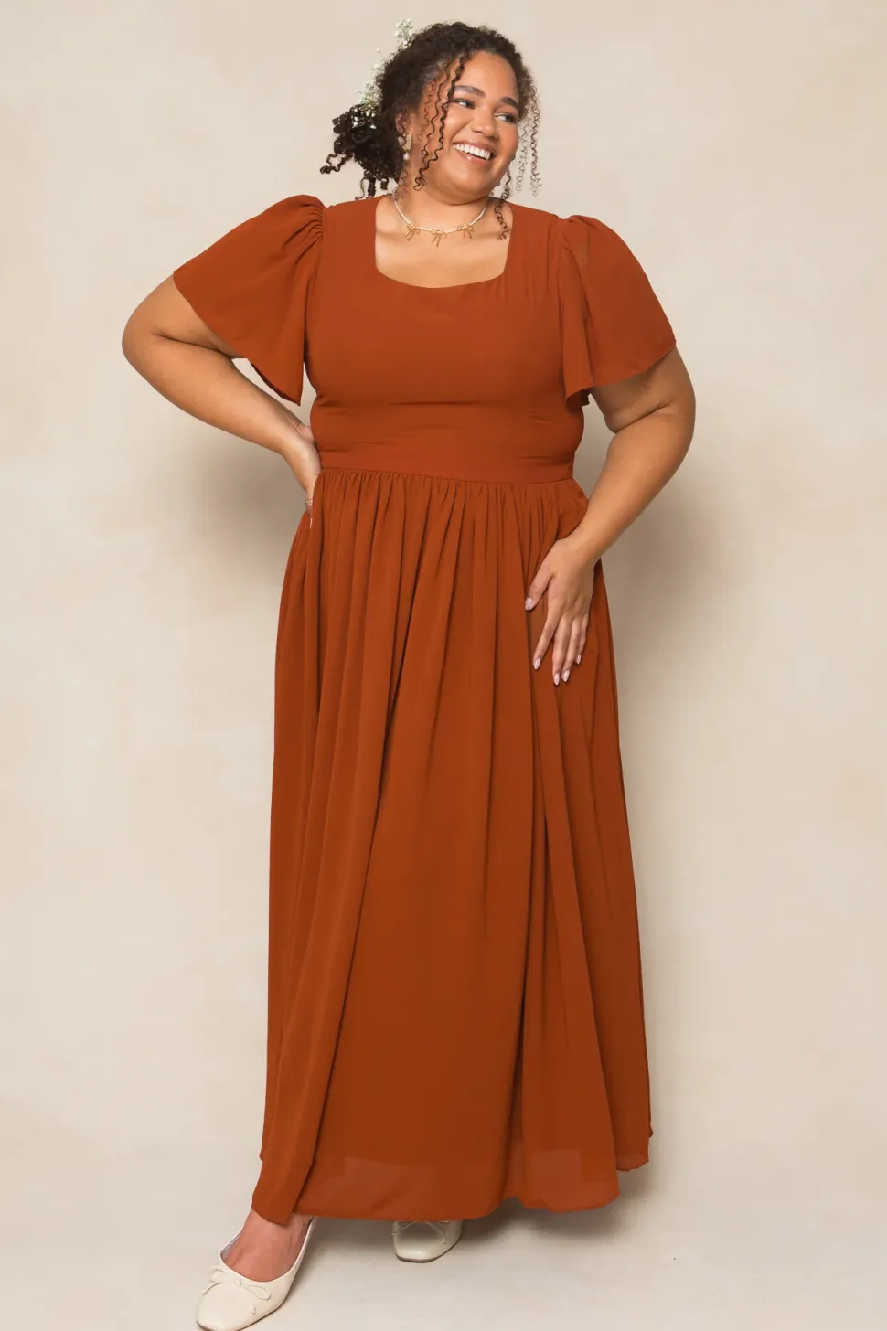 Abbie Dress in Amber Chiffon