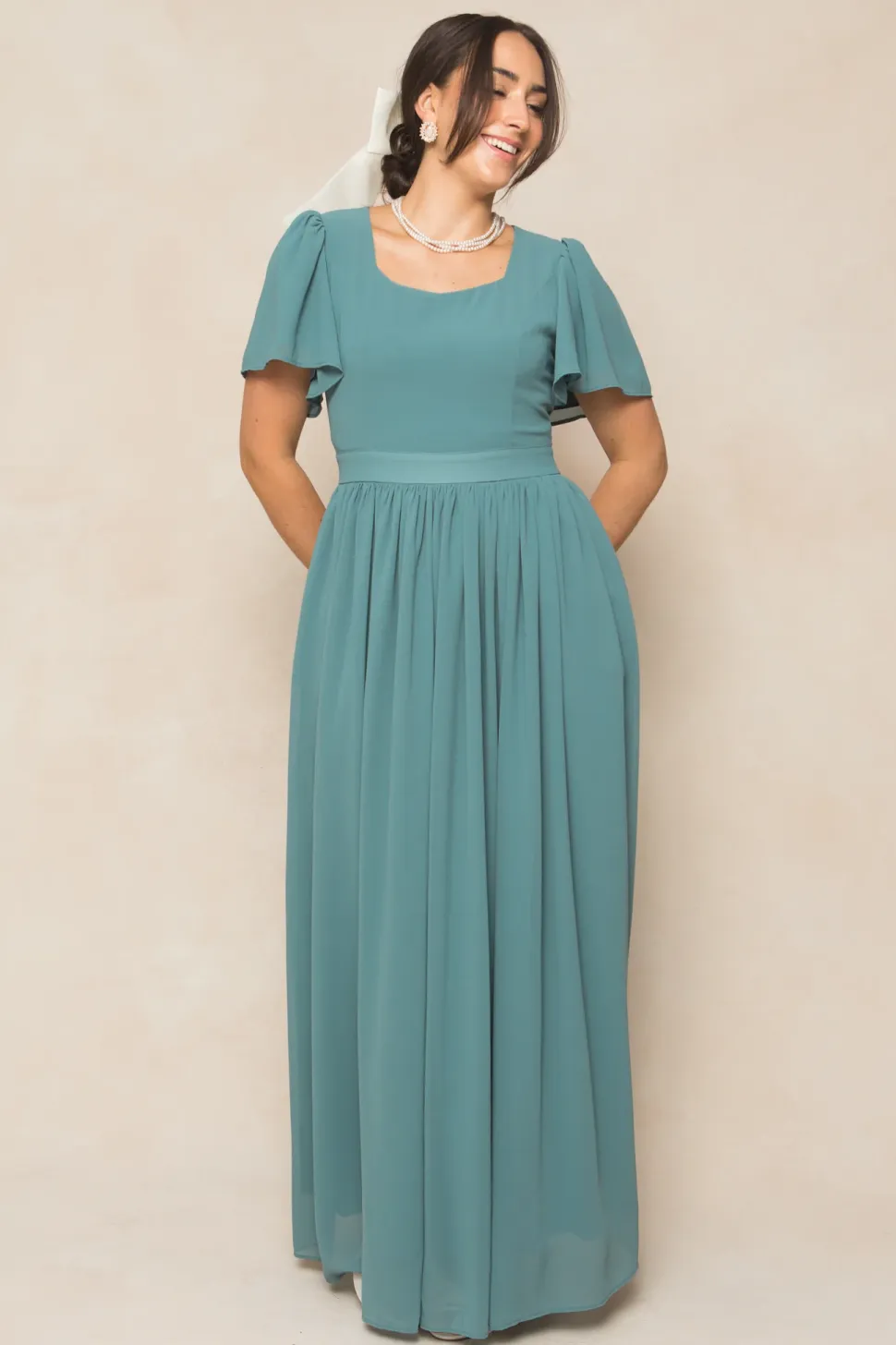 Abbie Dress in Seaglass Chiffon