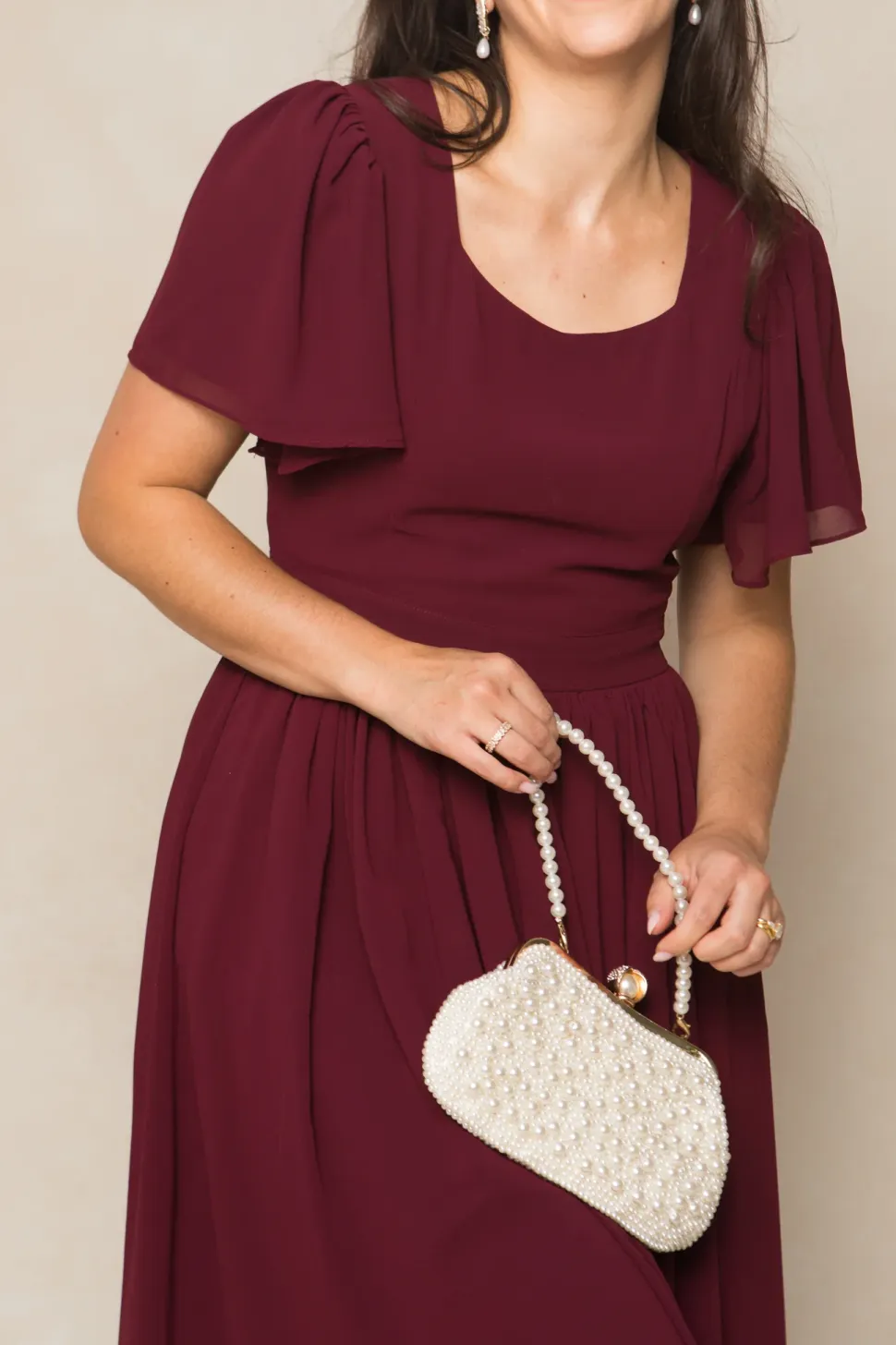 Abbie Dress in Wine Chiffon