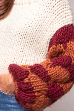 Aimee Sweater in Orange & Cream