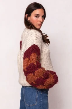 Aimee Sweater in Orange & Cream
