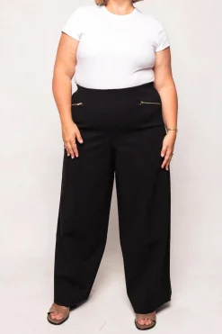 Alyssa Pop Ponte Pants in Black