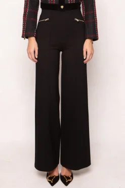 Alyssa Pop Ponte Pants in Black