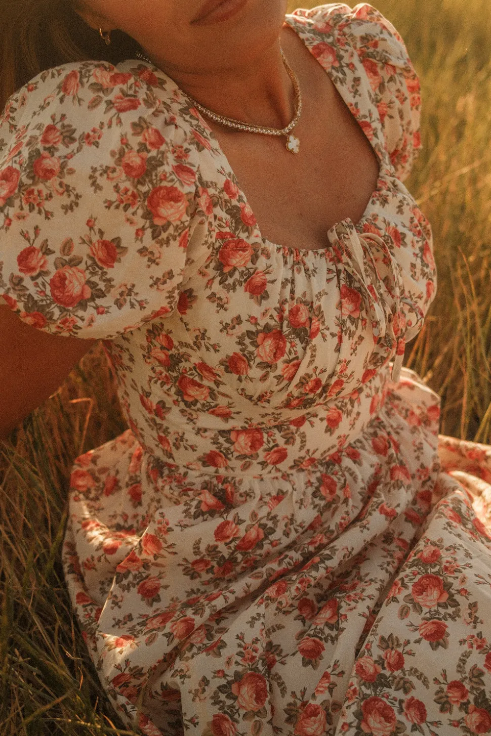 Amira Dress in Ivory Heritage Rose