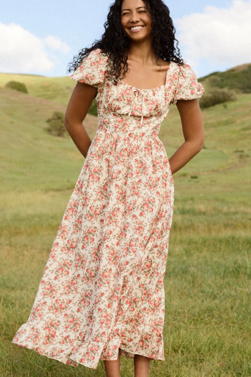 Amira Dress in Ivory Heritage Rose