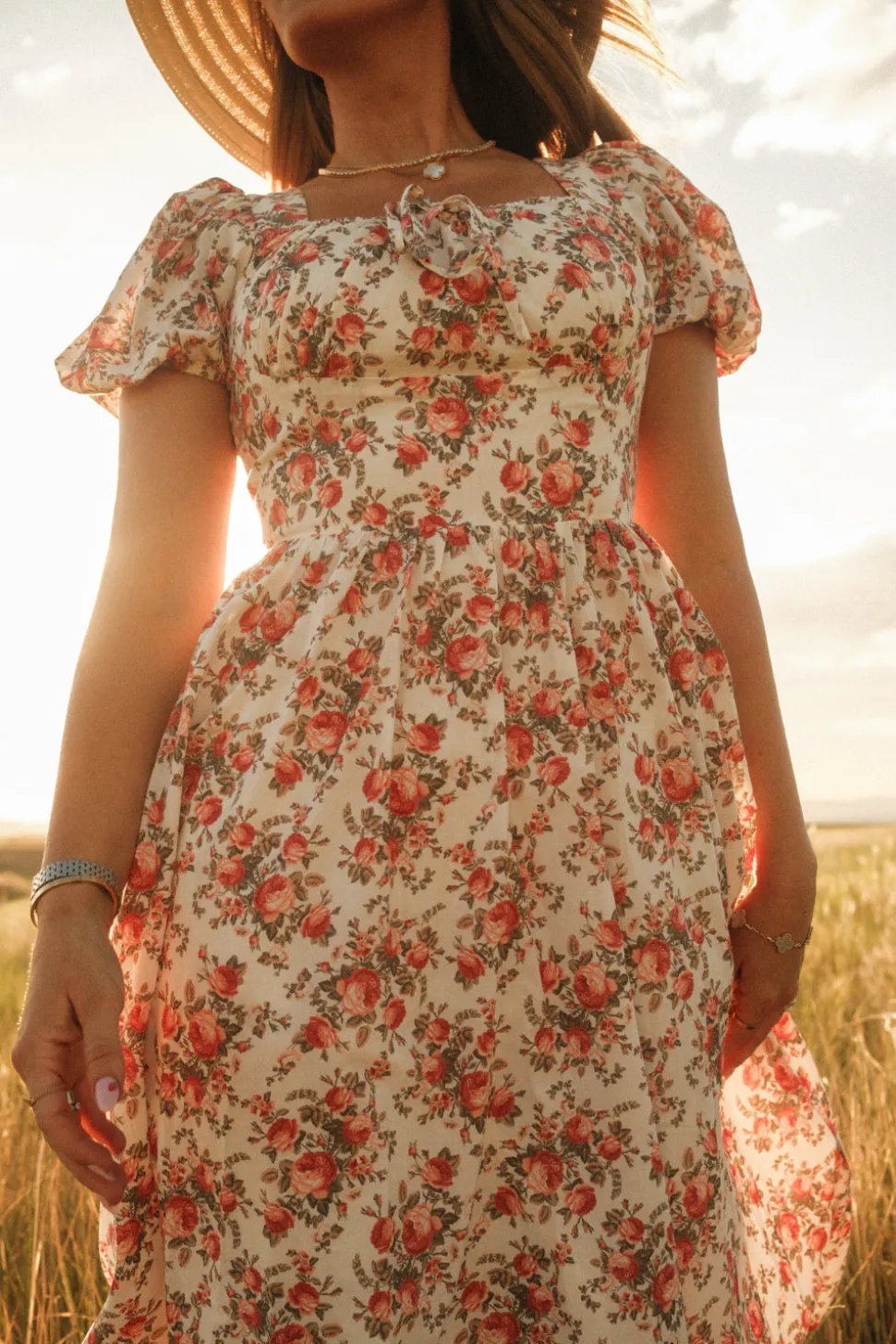 Amira Dress in Ivory Heritage Rose