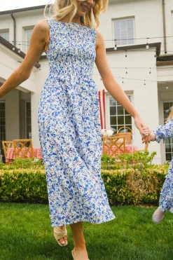 Ana Dress in Ditsy Cobalt Floral