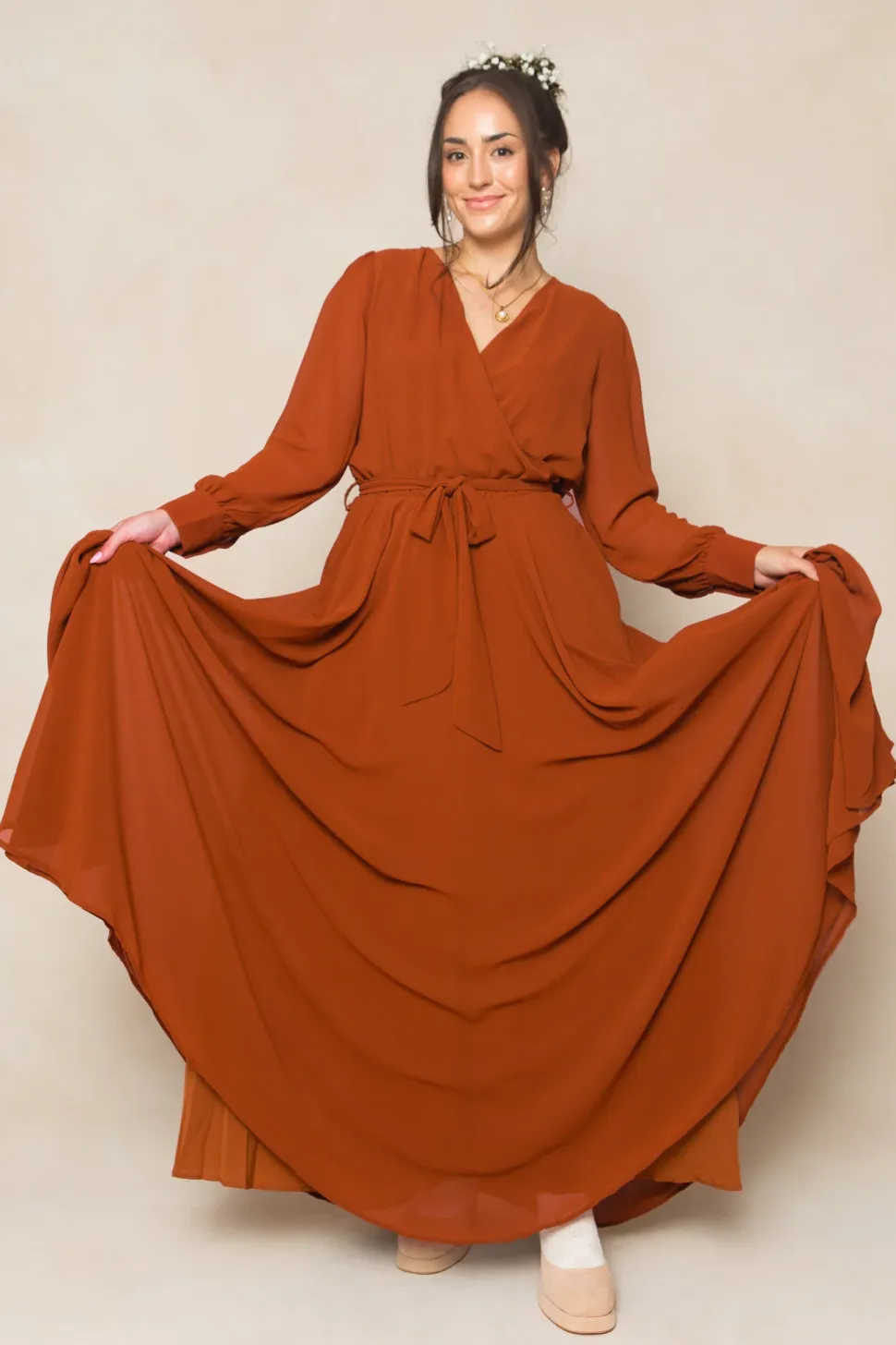 Andie Dress in Amber Chiffon
