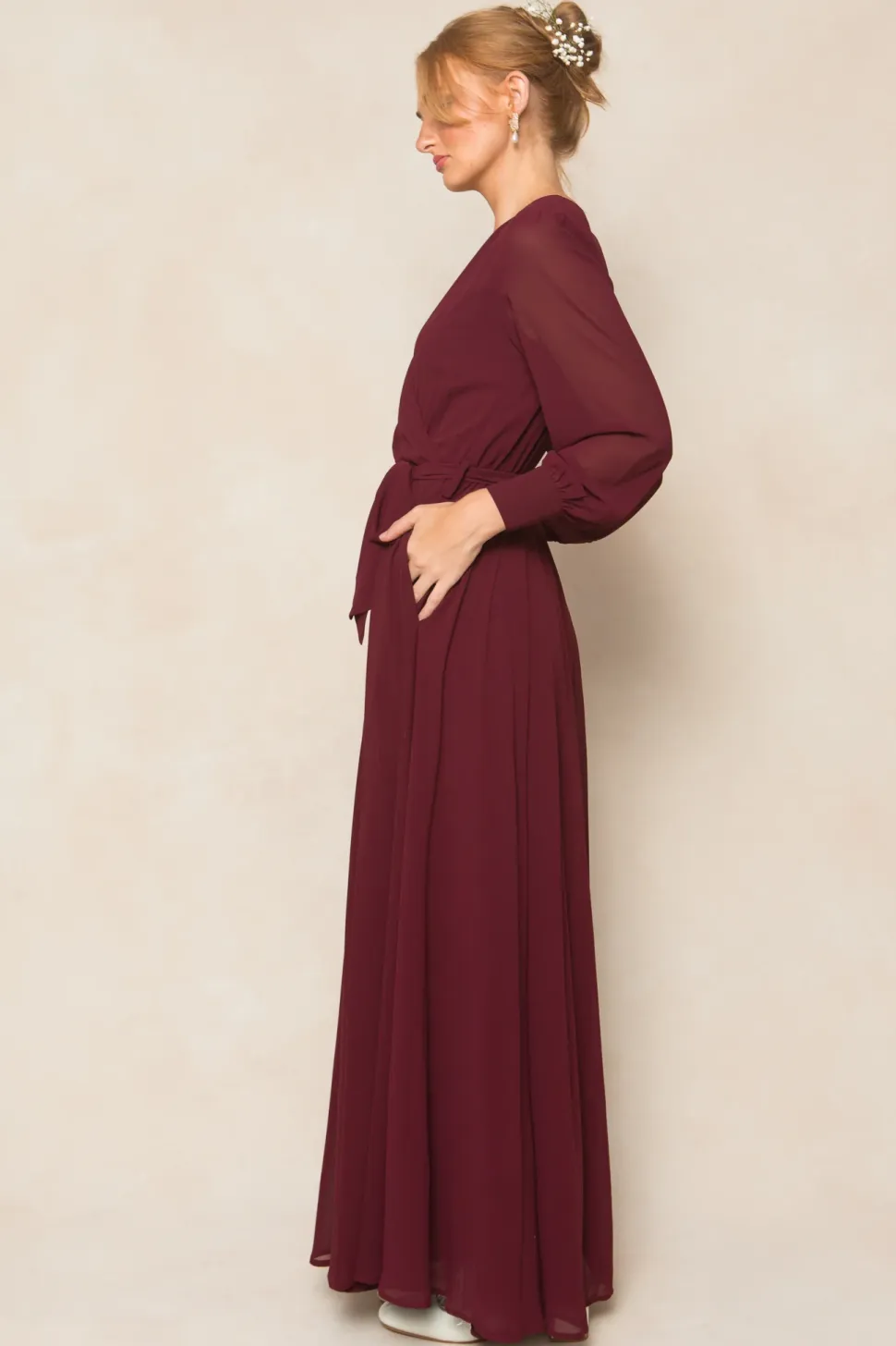 Andie Dress in Wine Chiffon