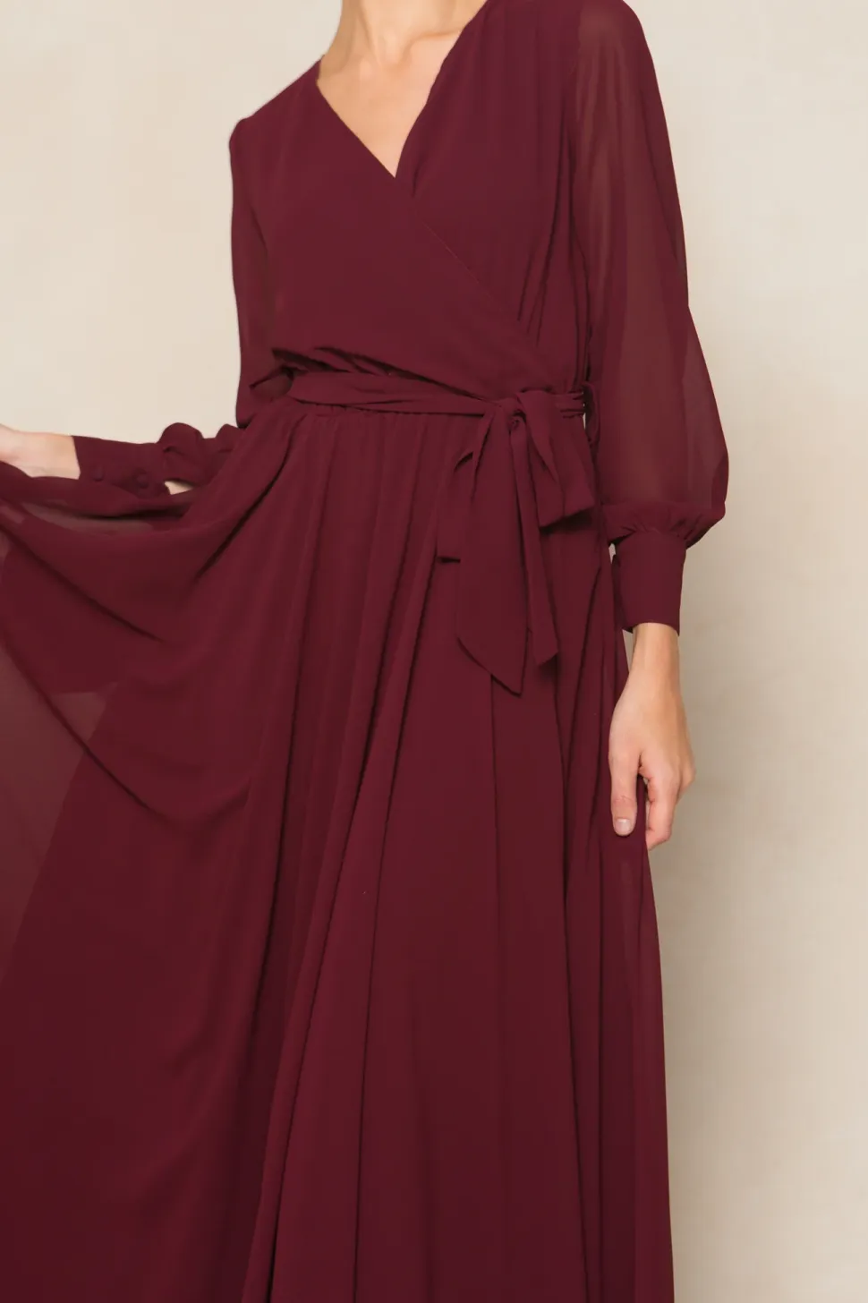 Andie Dress in Wine Chiffon
