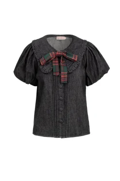 Andrea Blouse in Black Denim