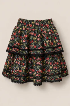 Annalise Skirt in Obsidian Vintage Poppies