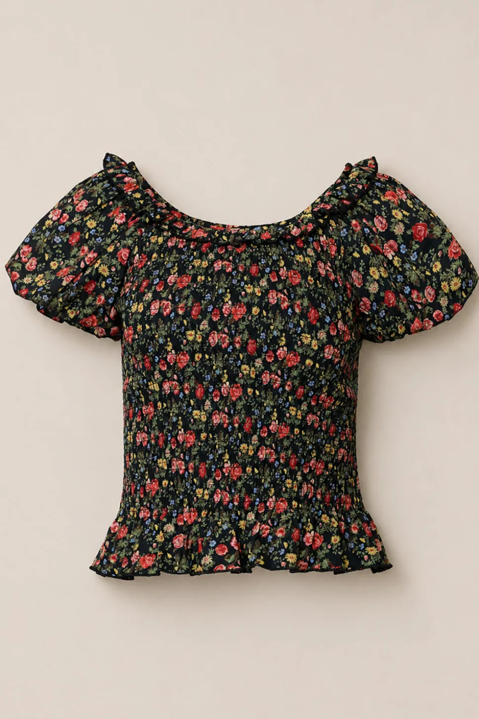 Annalise Top in Obsidian Vintage Poppies