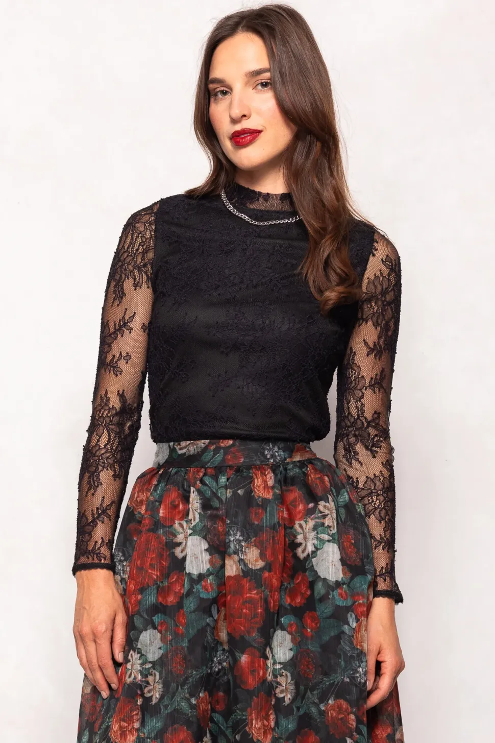 Ashlyn Top in Black Lace