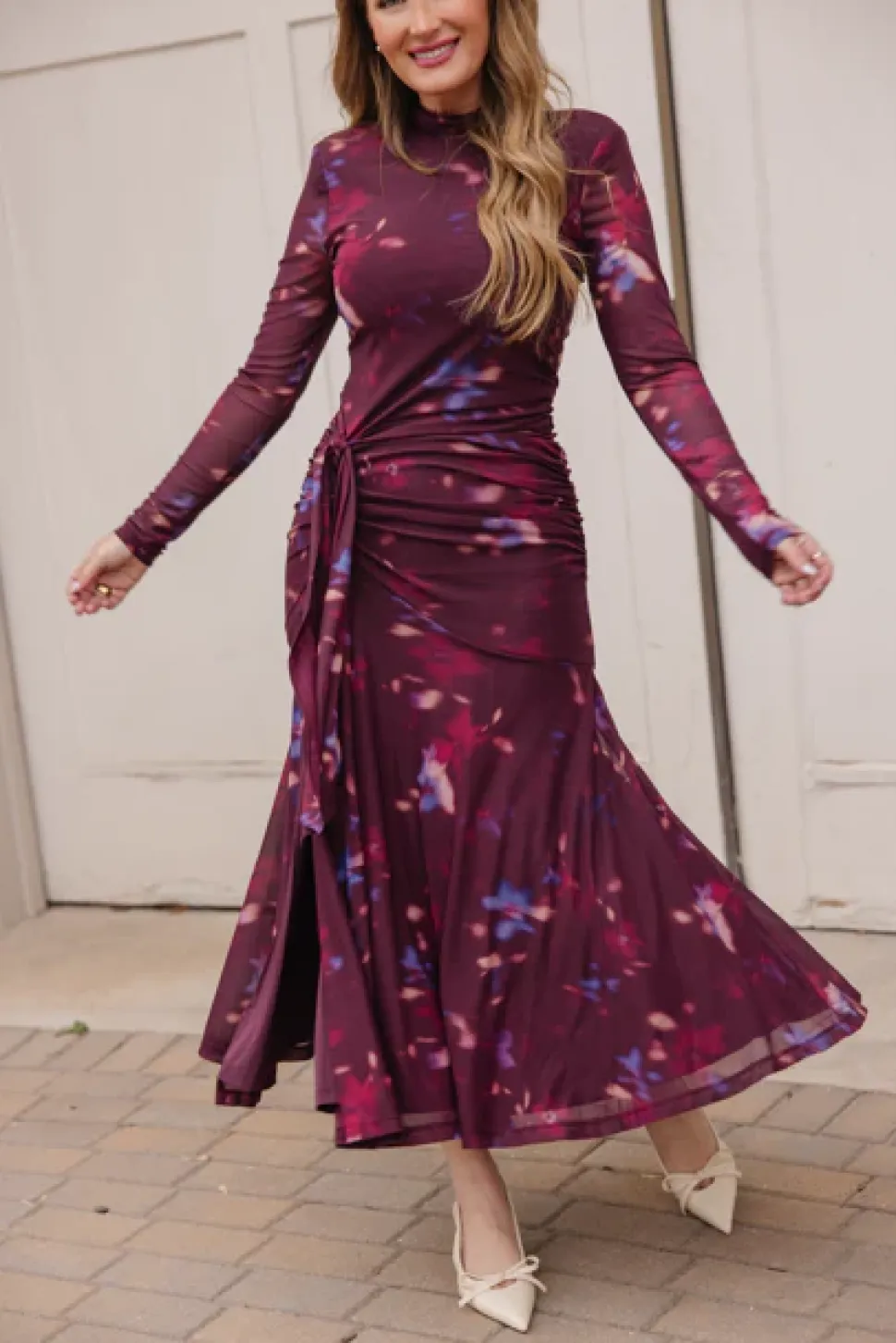 Aubriella Dress in Burgundy Floral
