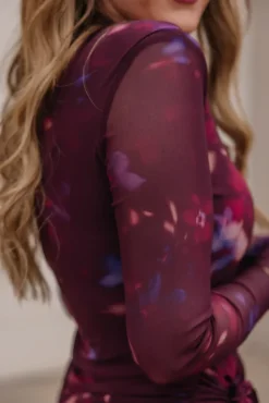 Aubriella Dress in Burgundy Floral