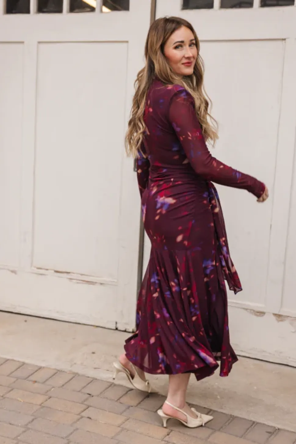 Aubriella Dress in Burgundy Floral