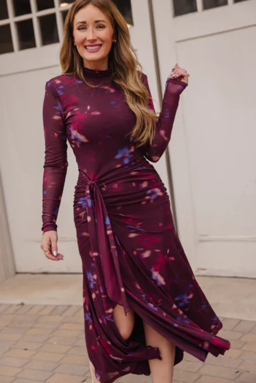 Aubriella Dress in Burgundy Floral