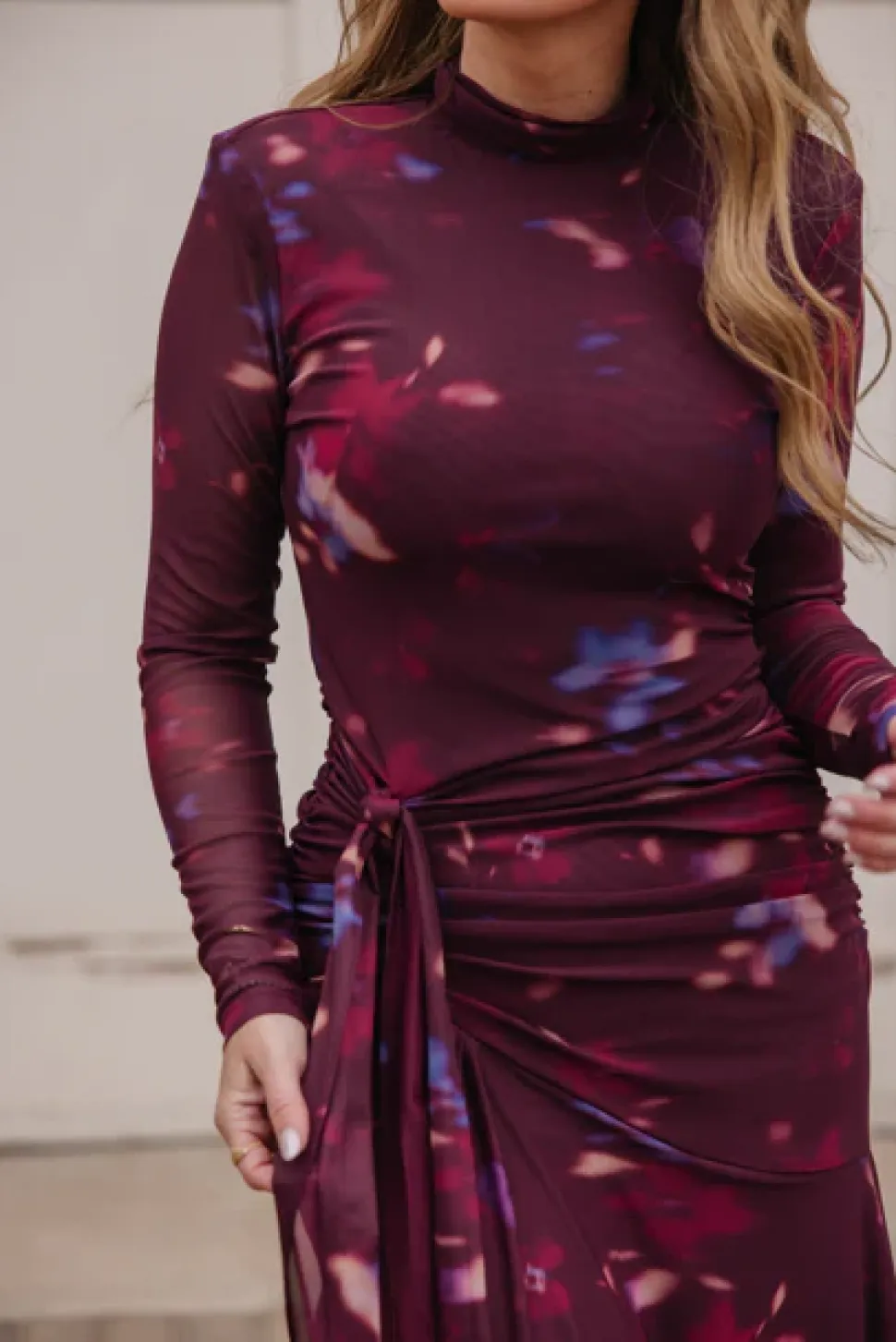 Aubriella Dress in Burgundy Floral