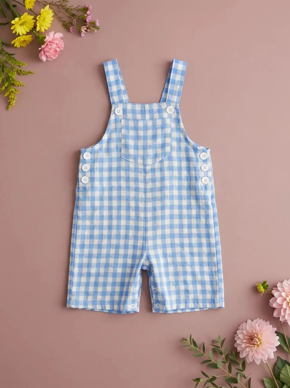 Baby Alex Overalls in Blue Gingham