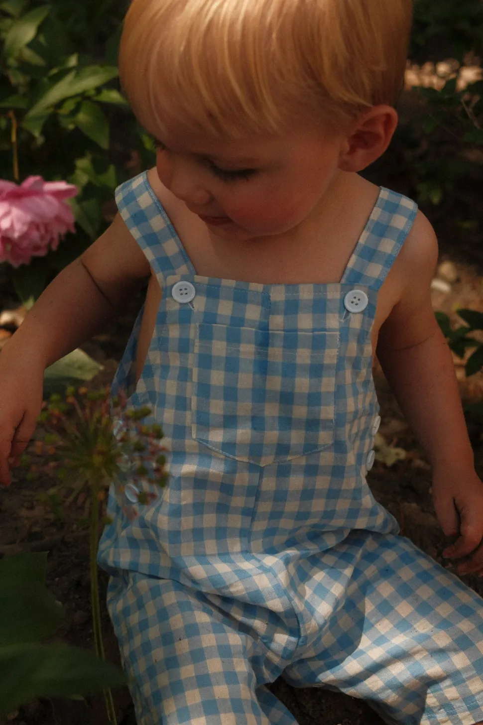 Baby Alex Overalls in Blue Gingham