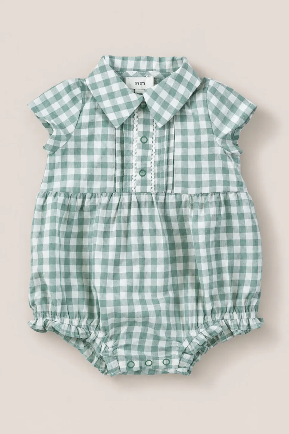 Baby Amber Romper in Sage Gingham