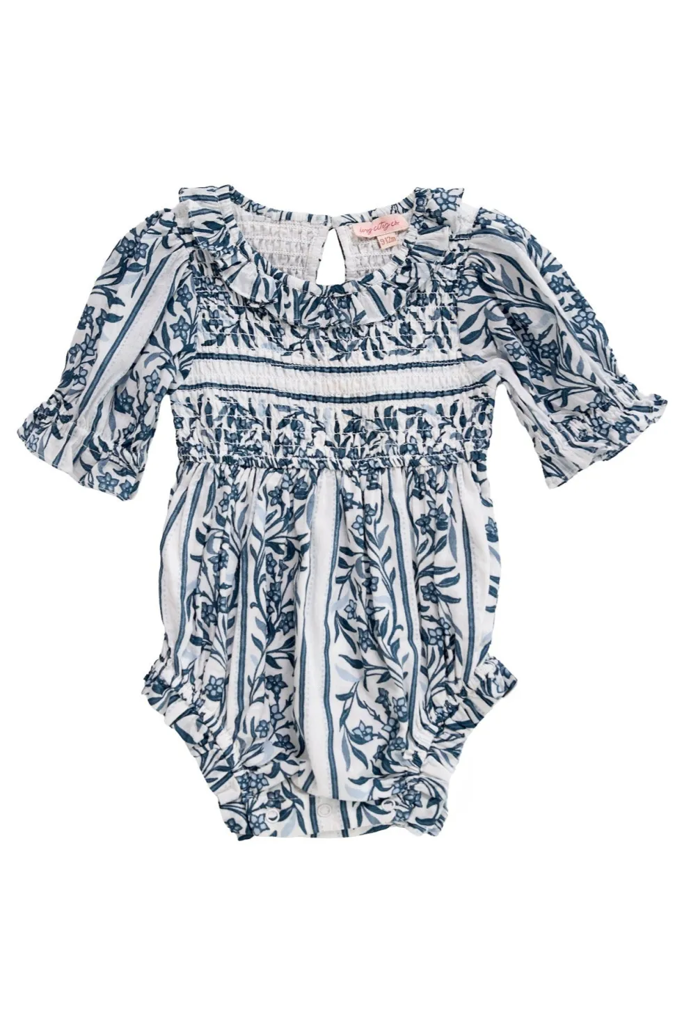 Baby Danielle Romper in Blue Linear Print