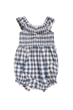Baby Hailey Romper in Indigo Gingham