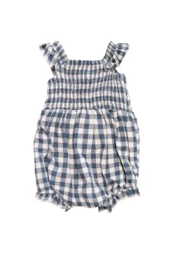 Baby Hailey Romper in Indigo Gingham