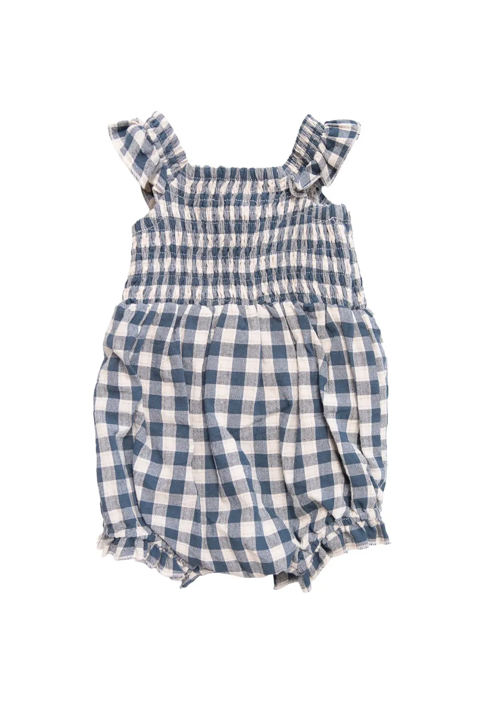 Baby Hailey Romper in Indigo Gingham