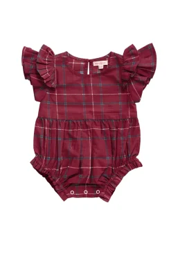 Baby Hattie Romper in Burgundy Plaid