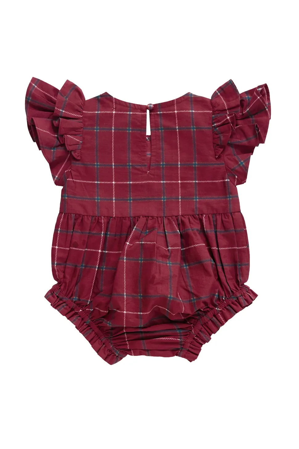 Baby Hattie Romper in Burgundy Plaid