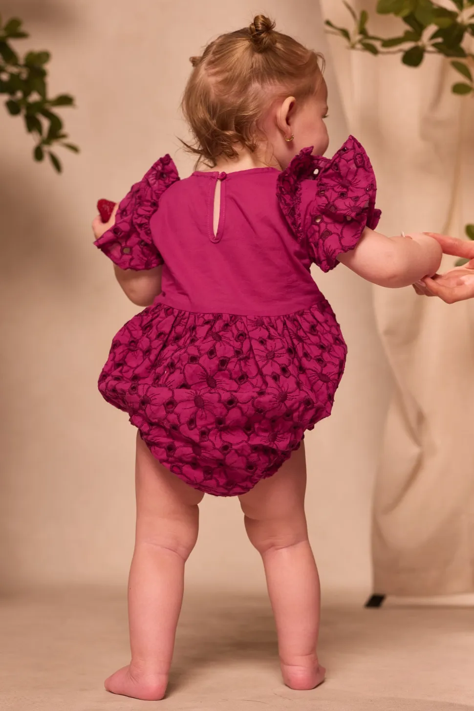Baby Hattie Romper in Magenta