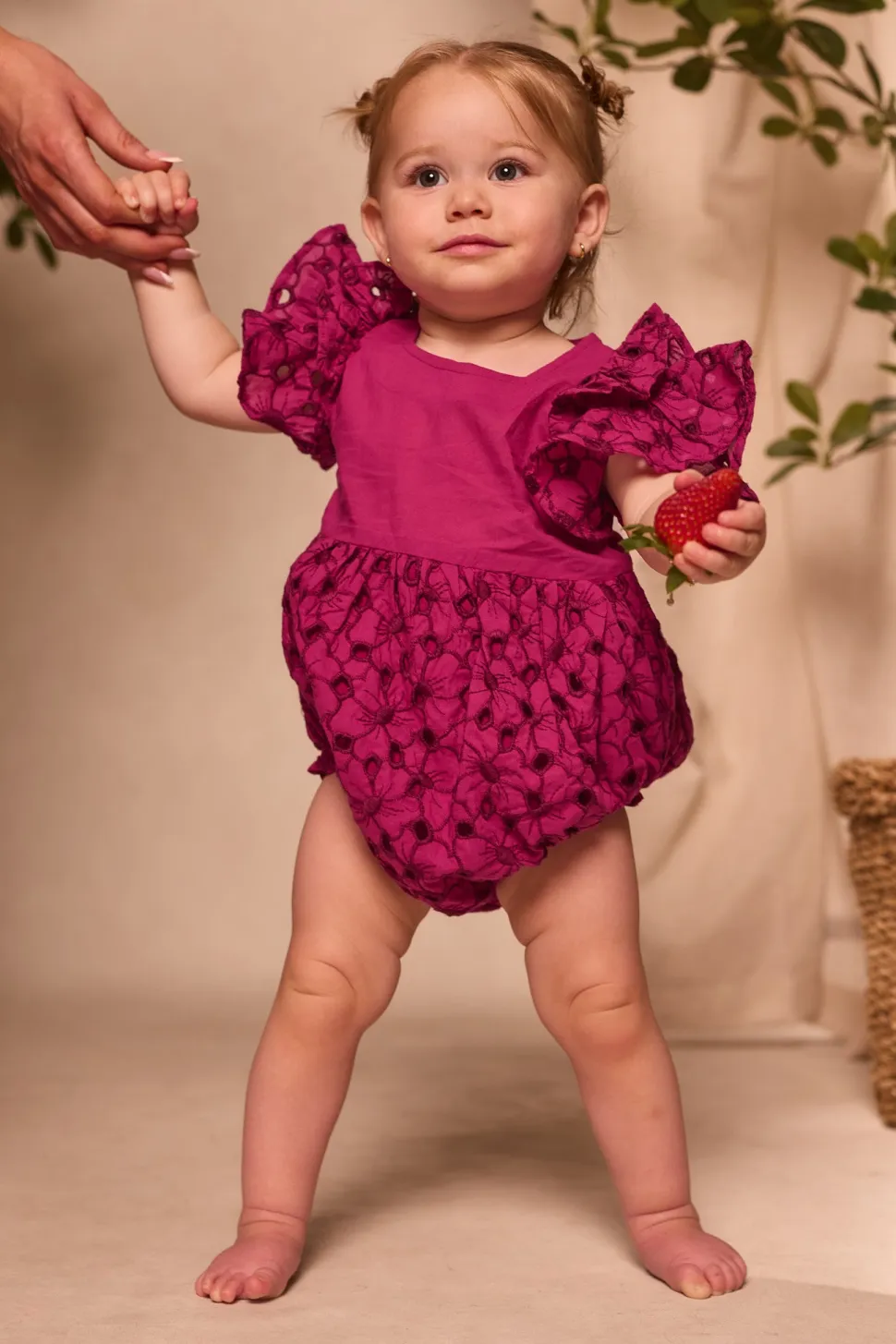 Baby Hattie Romper in Magenta