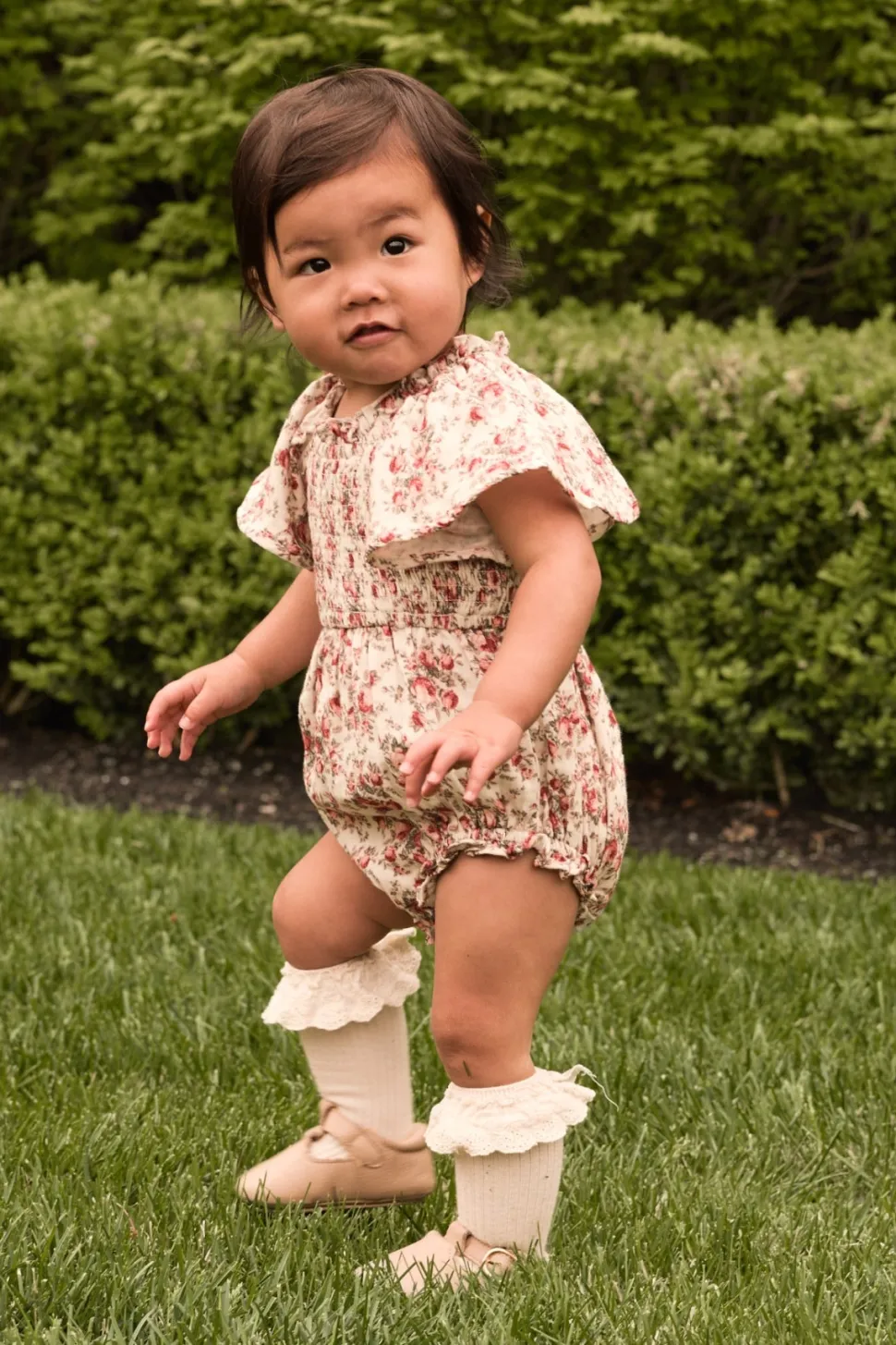 Baby Jovie Romper in Ivory Heritage Rose