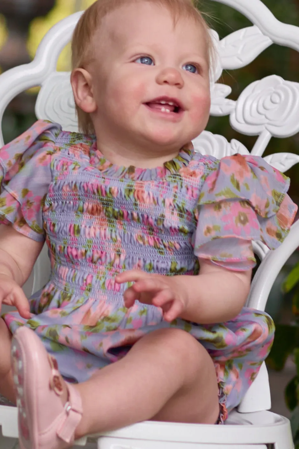 Baby Lottie Romper in Vibrant English Garden