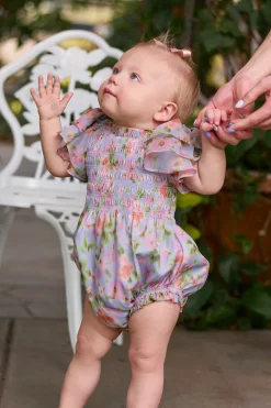 Baby Lottie Romper in Vibrant English Garden