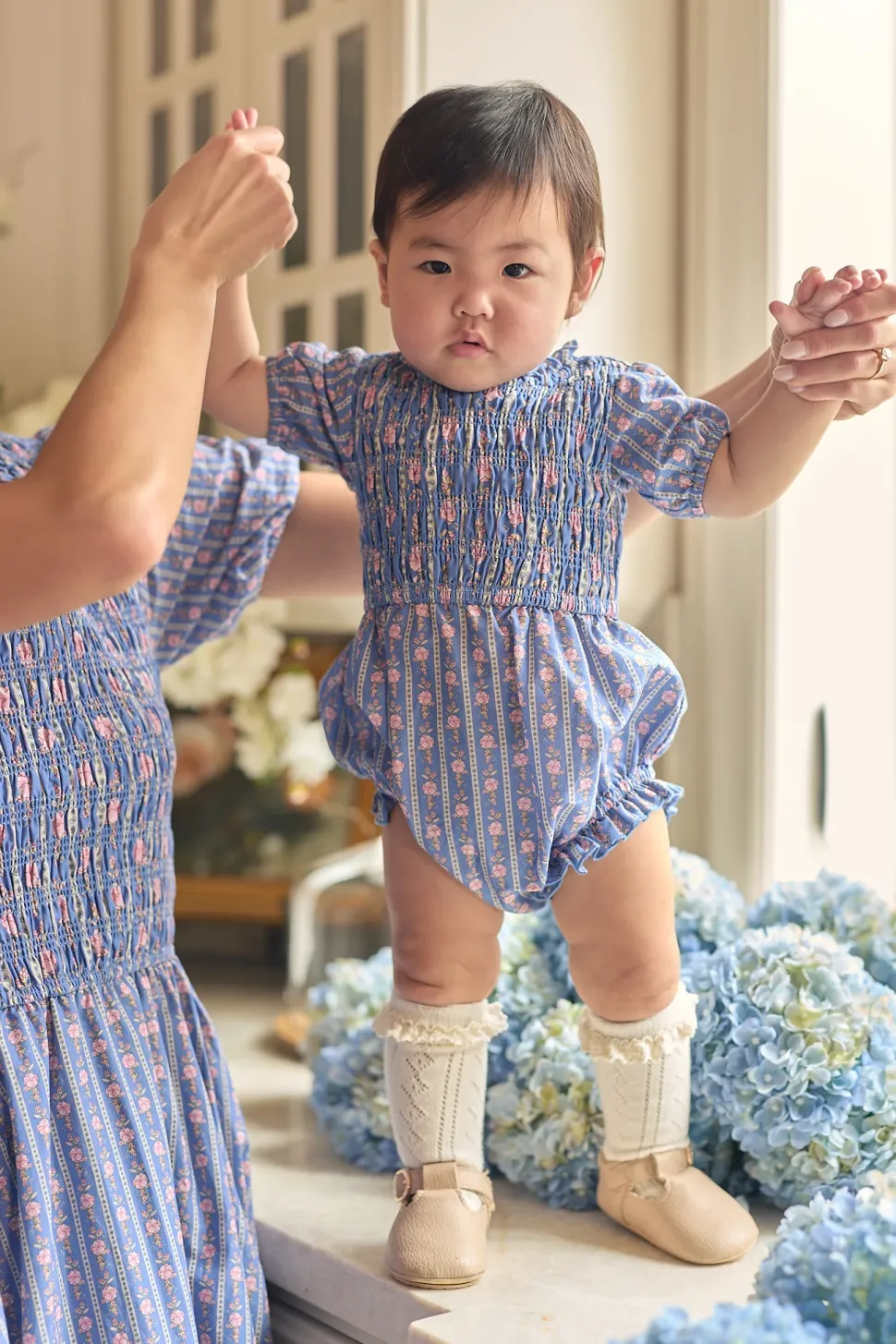 Baby Mariah Romper in Linear Print