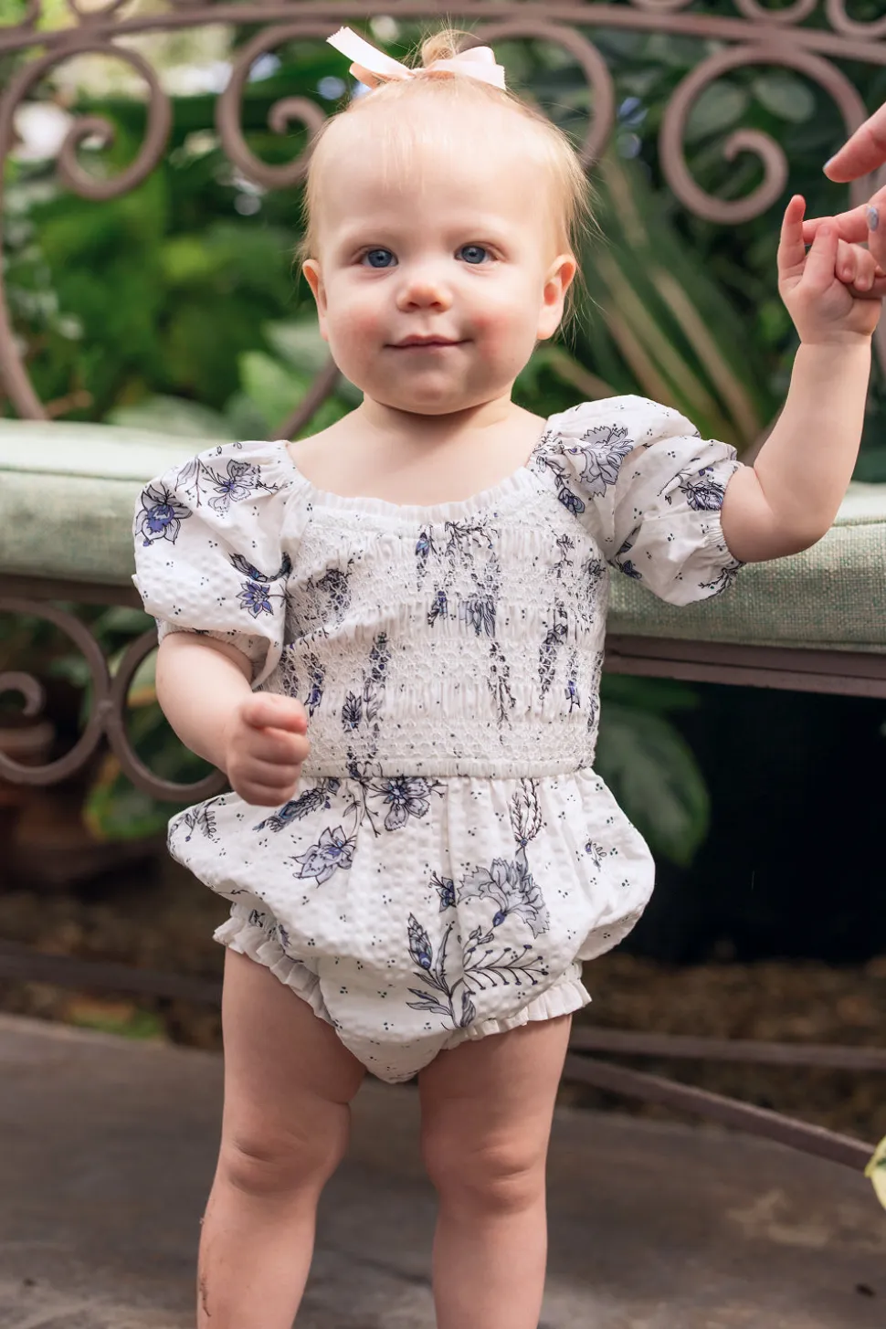 Baby Roselyn Romper in Blue Enchanted Floral