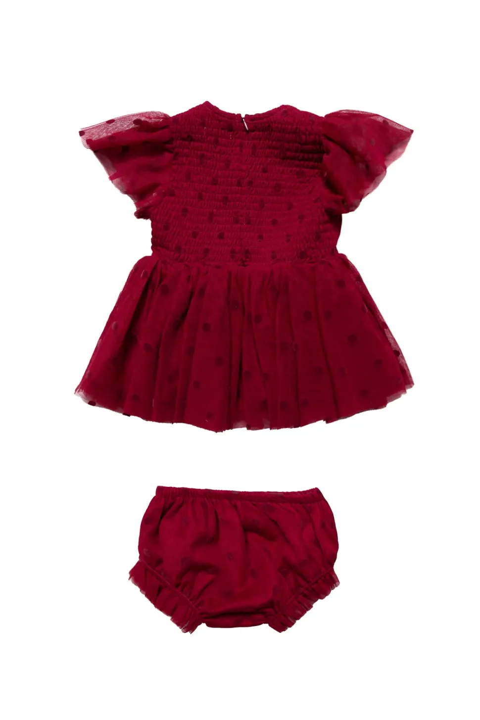 Baby Solange Dress Set in Burgundy Tulle