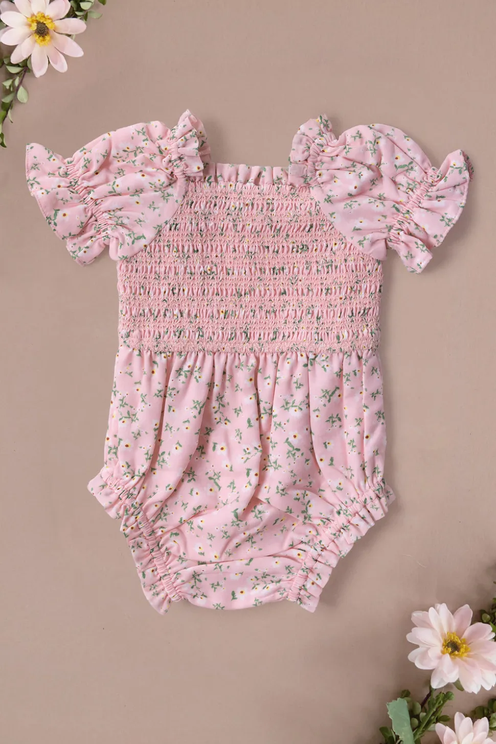 Baby Valencia Romper in Pink Ditsy Floral