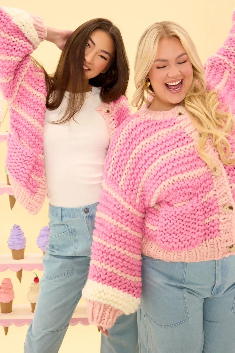 Bailey Cardigan in Pink Stripes