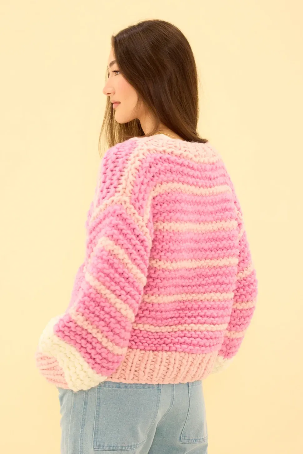 Bailey Cardigan in Pink Stripes