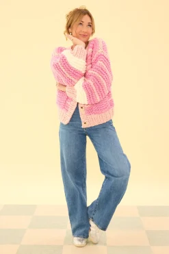 Bailey Cardigan in Pink Stripes