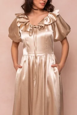 Billie Dress in Champagne Satin