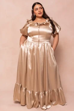 Billie Dress in Champagne Satin