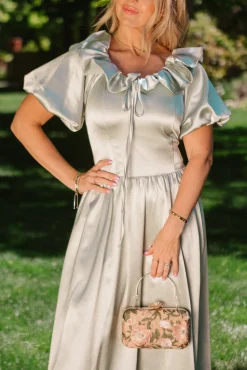 Billie Dress in Sage Satin