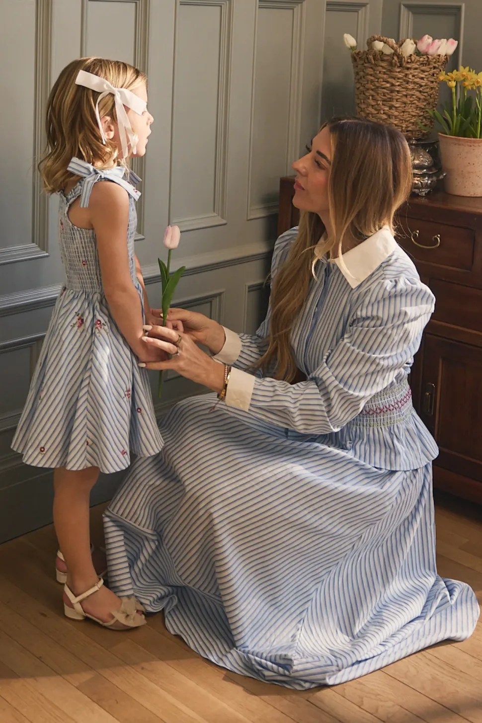 Bluebell Top in Blue & White Stripes